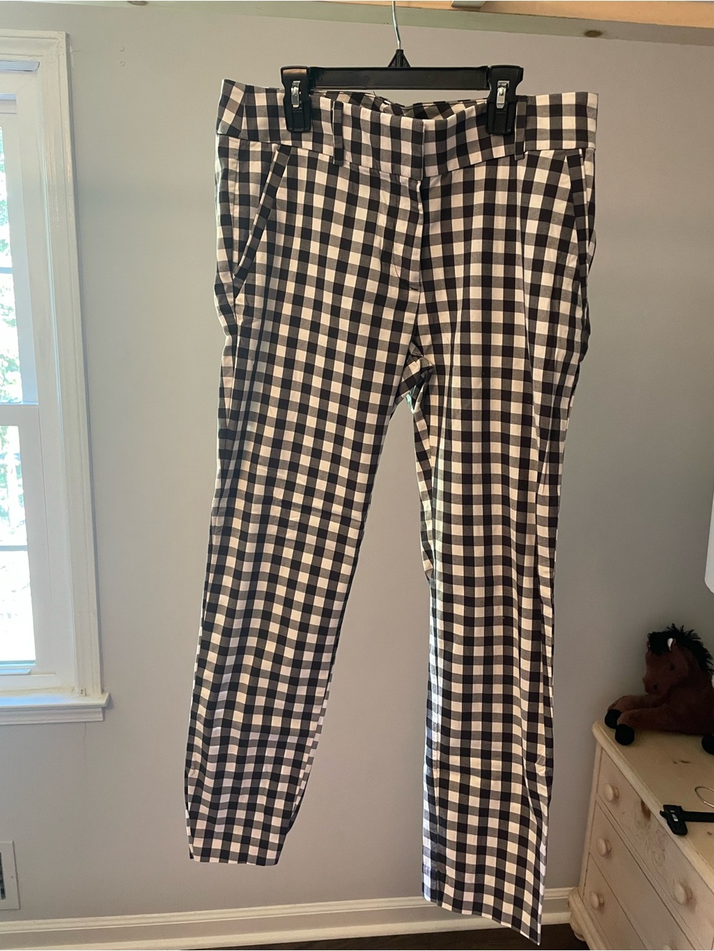 LOFT Black and White Gingham Chinos